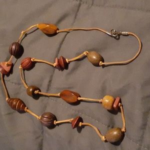 Wooden Necklace with assorted beads & different shapes. 36" (L3 133)